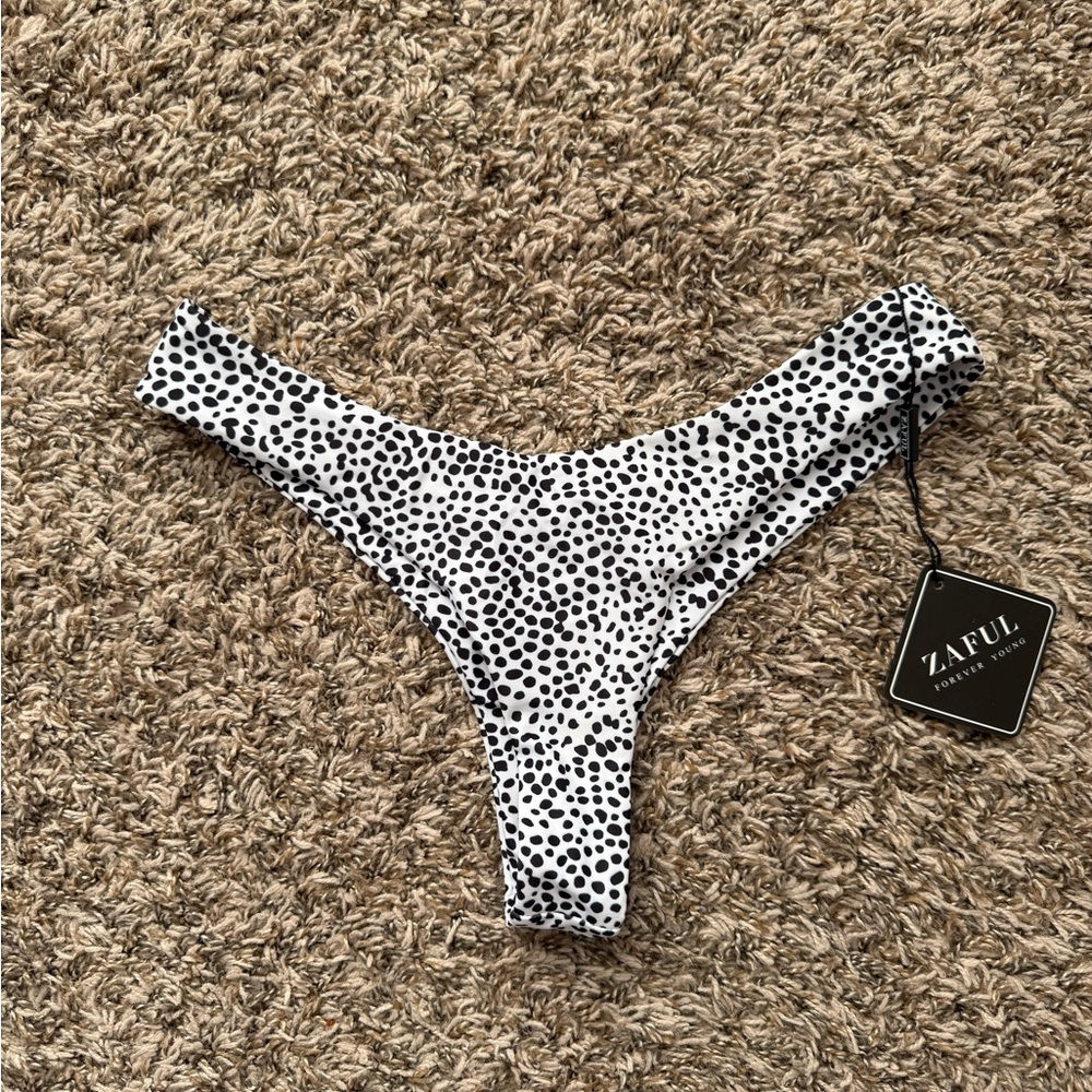 Zaful White and Black Dalmatian Spot Bikini Bottom